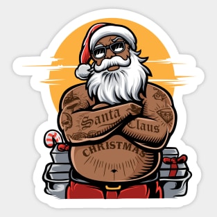 Badass Black Santa Claus // Cool African-American Santa // Black Christmas Sticker